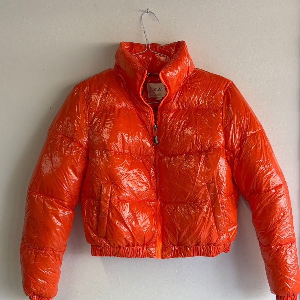 Women's Trendy Orange Puffer Jacket
